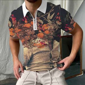 2022 Summer New 3D Digital Stamping Polo Shirt con Collar Polo per uomini casuali
