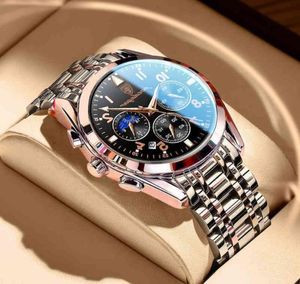 Wysokiej jakości Poedagar Mężczyźni zegarek Starels Stael 2021 Nowy różowe złoto Wodoodporne światło kwarcowe Zegarek Relogio Masculino 5946811