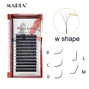 Maria 3D W em forma de extensão de cílios macios fornecem 0,07 cílios marrons maquiagem natural de maquiagem natural fã y clusters Private marca de marca 240327