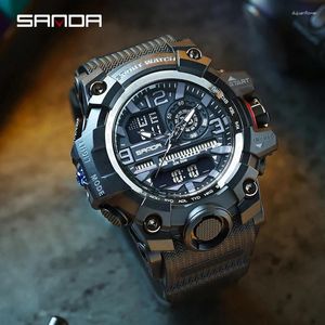 Armbandsur Sanda Top G Style Militär LED Digitala klockor Mens Sport Waterproof Male Quartz Wrist Watch Relogio