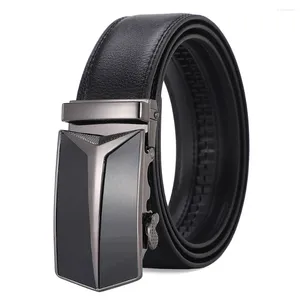 Belts Fashion Genuine Leather Men's Belt Jeans Trouser Waist Strap Male Designer Automatic Buckle Black Gift