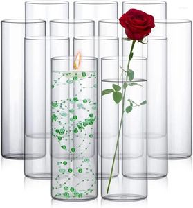 Vasen 12 Packglaszylinder klare Blumenvase hohe schwimmende Kerzenhalter Herzstück für