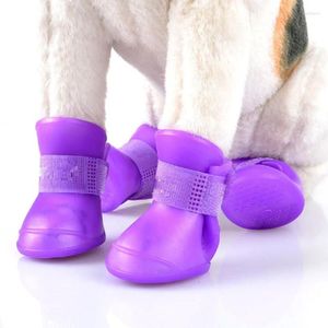 Dog Apparel 4pcs/set Silicone Waterproof Rain Boots Fashion Candy Color Pet Shoes Non-slip Booties For Chihuahua Teddy Ropa De Perro