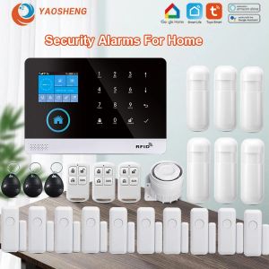Springs 433mhz Wireless Wifi Gsm Home Security Alarm System for Tuya Smart Home Alarm System with Motion Sensor with Alexa & Google Home