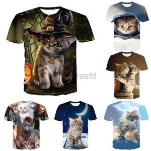 Мужские футболки Симпатичная животная смешная кошачья образец 3D Printed T Рубашки для мужчин.