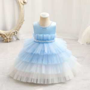 Beauty Pink Blue Red White Jewel Girl's Birthday/Party Dresses Girl's Pageant Dresses Flower Girl Dresses Girls Everyday Skirts Kids' Wear SZ 2-10 D405195