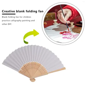 Party Decoration 50 PCS/Lot White Folding Elegant Paper Hand Fan Wedding Favors 21cm (White)