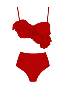 Atuar feminino Swimwear High Biquíni Sets Swimsuites 2024 Sexy Filfue Vintage Solid Color Bathing Summer Roupfits Beachwear