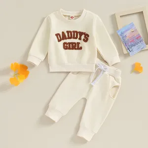 Kleidungssets Baby Girl 2pcs Fall Outfits Fuzzy Letter Stickerei Langarm Sweatshirt Hosen Set Kleinkind Frühlingskleidung