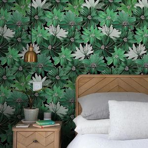 Bakgrundsbilder Green Leaves Eye Protection Bedroom Wallepet Waterproof Drable Botanical PVC Cabinet Sticker Retro Peel and Stick Room Decor