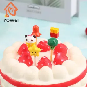 Forks 5Pcs Animal Fruit Fork Grade Cartoon Kids Cake Toothpick Bento Lunch Accessories Party Decoration