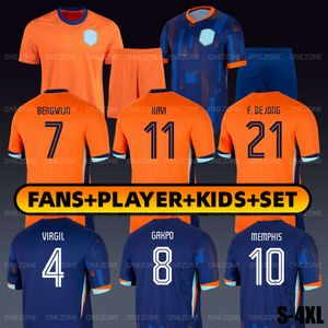 24 25 maglia da calcio 2024 Euro Cup Paesi Bassi Jersey Xavi Memphis de Jong Virgil de Ligt Gakpo Dumfries Bergvijn Frimpong Ake Van Dijk Football Shirt Kit Uniform