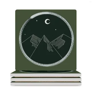 Table Mats Green Mountain Ceramic Coasters (Square) Anti Slip Cute Cup For Drinks Set