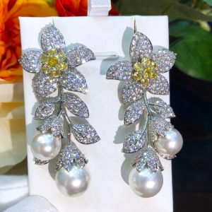 Earrings Missvikki Trendy Shiny Flowers Earrings for Women Girl Daily Bridal Wedding Party Jewelry Romantic Present Gift High Quality