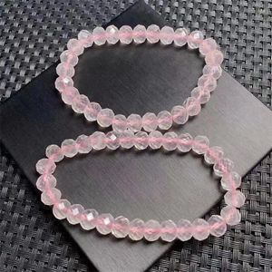 Bağlantı Bilezikler 8mm Doğal Gül Kuvars GERÇEKTEN BRACELET Yuvarlak Boncuklar Kristal Reiki İyileştirici Taş Moda Takı Hediyesi Kadın Erkekler