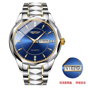 Herrklocka Swiss Fashion Business Movement Waterproof Spanish Double Calender Night Glow Steel Band Ultra Thin Quartz Wrist