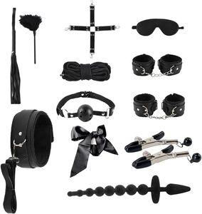 Knechtschaft für Sex 12 PCs BDSM Leder Bondage Sets Rückhaltekits für Frauen und Paare