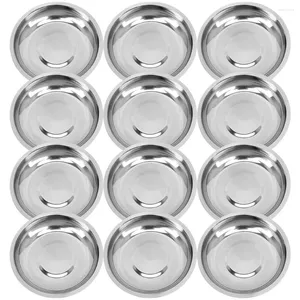 Plates 12 Pcs Stainless Steel Plate Circle Tray Sauce Cups Bowls Barbecue Prep Metal Small Gear