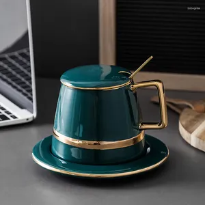 Koppar Saucers Latte Espresso Cup and Saucer Vintage Cappuccino Elegant Porcelain Mug Caneca Ceramica Afternoon Tea Set YY50CS