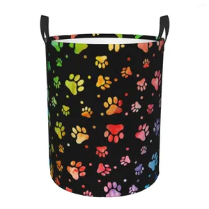 Laundry Bags Dog Watercolor Basket Collapsible Clothes Hamper For Baby Kids Toys Storage Bag