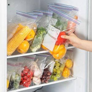 Förvaringspåsar saran wrap förtjockas plasttätning transparent matpåse kylskåp frukt grönsaksorganisation