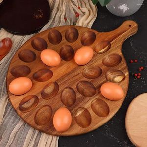 Storage Bottles Wooden Egg Box Eggs Tray Multi-Compartment Home Organizer Rack Kitchen Cooking Refrigerator Keep Fresh Accessories