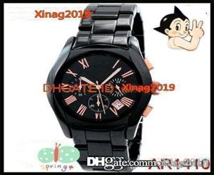 100 ORIGINAL JAPAN MOVEMENT DROP New Ceramic Lovers Watch Black Chronograph Dial Quartz Wristwatch AR1410 AR14119295542