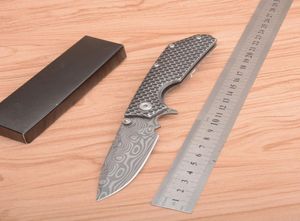 Strider Tactical Solding Knife aluminium plaster miodu rączka Damascus Wzór ostrza na zewnątrz kemping wędrówki Resak Rescue Pocket 8883477