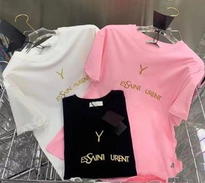 Moda słynna marki projektantki tee sportowe damskie/męskie koszulki plus size z złotą cebulą litera drukująca krótkie rękawy