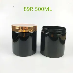 Bottiglie di stoccaggio 12 pezzi/lotto da 500 ml di plastica nera con coperchio a vite a vitto estetico vuoto Crema di crema in polvere per cassette per cassette fai -da -te scatole per torta fai -da -te