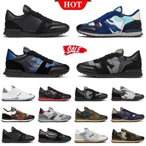 Rockrunner Camo Designer ValentInosneakers Classic Valentinoshoes Męsą Mesh Tabin Sports Sneakers Kamuflage Guma Trójanie skóry Valentino na zewnątrz