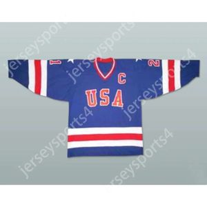 GDSIR Custom Blue Mike Eruzione 21 Team USA Blue Hockey Jersey Novo Ed S-M-L-XL-XXL-3XL-4xl-5xl-6xl