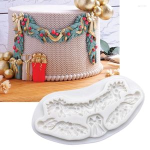 Bakning mögel festlig krans jul silikon kaka mögel sockersclokokkakor mögel fondant dekoreringsverktyg