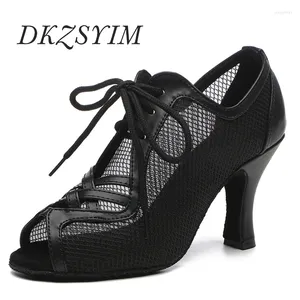 Dance Shoes Women's Latin High Heels Breathable Black Sandals Party For Women Ballroom Sexy Mesh Boots Summer