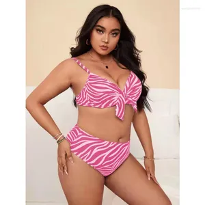 Donne da bagno femminile Donne più taglia a strisce con papille di binari separato set da bagno a due pezzi Bamaging Beachwear 0xl-4xl