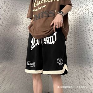 Shorts casuais da moda do verão, vibração americana masculina retro solta e versátil capris, calça de basquete de rua e belos calças de basquete