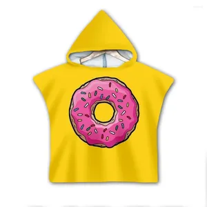 Handtuch Dessert Donut Milch Kapuze Jungen und Mädchen tragbares Bad für Kinder Reisen 3D-Print Beach Handtücher Stil-3