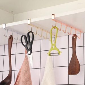 Hooks Iron Holder 6 Metal Under Shelf Mugg Cup Cupboard Kitchen Organizer Hanging Rack Badrumsorganisation förvaring