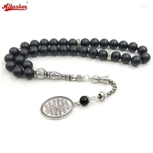 Strand tasbih svart agat onxy bönpärlor armband gåva eid misbaha arabiska hänge turkiska modetillbehör muslimska smycken