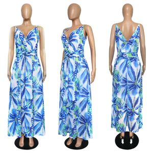 Designer Kvinnor Summer Fashion Long Size Dress 2024 Womens Sexig Suspender Beach Chiffon Dress Floral Bohemian Long Dress Women's Casual Dress Women's Beach Kotttgsr