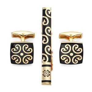 Manschett länkar Luxury Cufflink och Tie Clip Set Tie Pin For Men's Suit Accessories slipsstänger Manschetten Set Men Wedding Jewelry