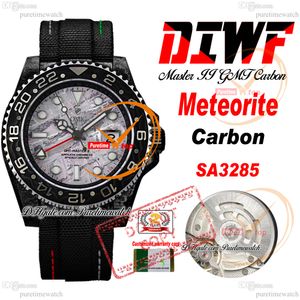 カーボンSA3285オートマチックメンズウォッチDIWF V2 MetEorite Dial Black Nylon Strap Super Edition同じシリアルカード純粋なreloj Hombre Montre Hommes Ptrx