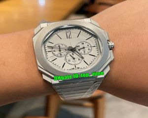 Relógios de alta qualidade 42mm 103673 OCTO FINISIMMO 10º aniversário Limited Edition Quartz Cronógrafo Mens Assista Gray Dial Titanium 5926681