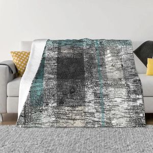 Coperte arte a quadri coperta flanella rustico asimmetrico crema al verde acqua calda accogliente per letto in pile morbido