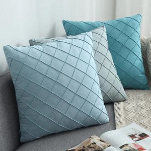 Pillow Suede Sofa Cover Nordic Plaid Car Bedside Blue Case Throw Pillows Home Decorative Covers 45x45