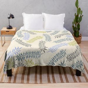 Blankets Bamboo Branches Pattern In Green Blue And Lilac Throw Blanket Designer Decorative Sofa