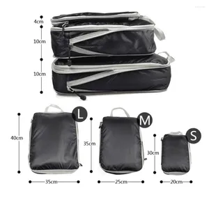 Storage Bags 3pcs/set Compressible Packing Cubes Travel Bag Luggage Organizer Foldable Waterproof Nylon