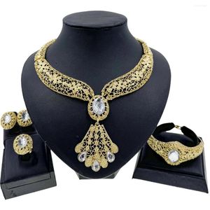 Серьги по ожерелью обновляют африканские женщины Большой очарование Crystal Классическая свадебная модная украшения для Bridal