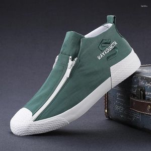 Casual Shoes Men Canvas Hip-Top Sneakers Fashion Double-Row dragkedja designlägenheter andningsbara zapatillor