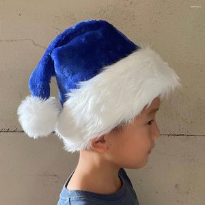 Party Decoration Christmas Hat Santa For Kids Adults Year Holiday Supplies Blue Red Green Velvet Comfort Extra Thick Fur